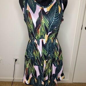 Tropical Leaf Print Dress